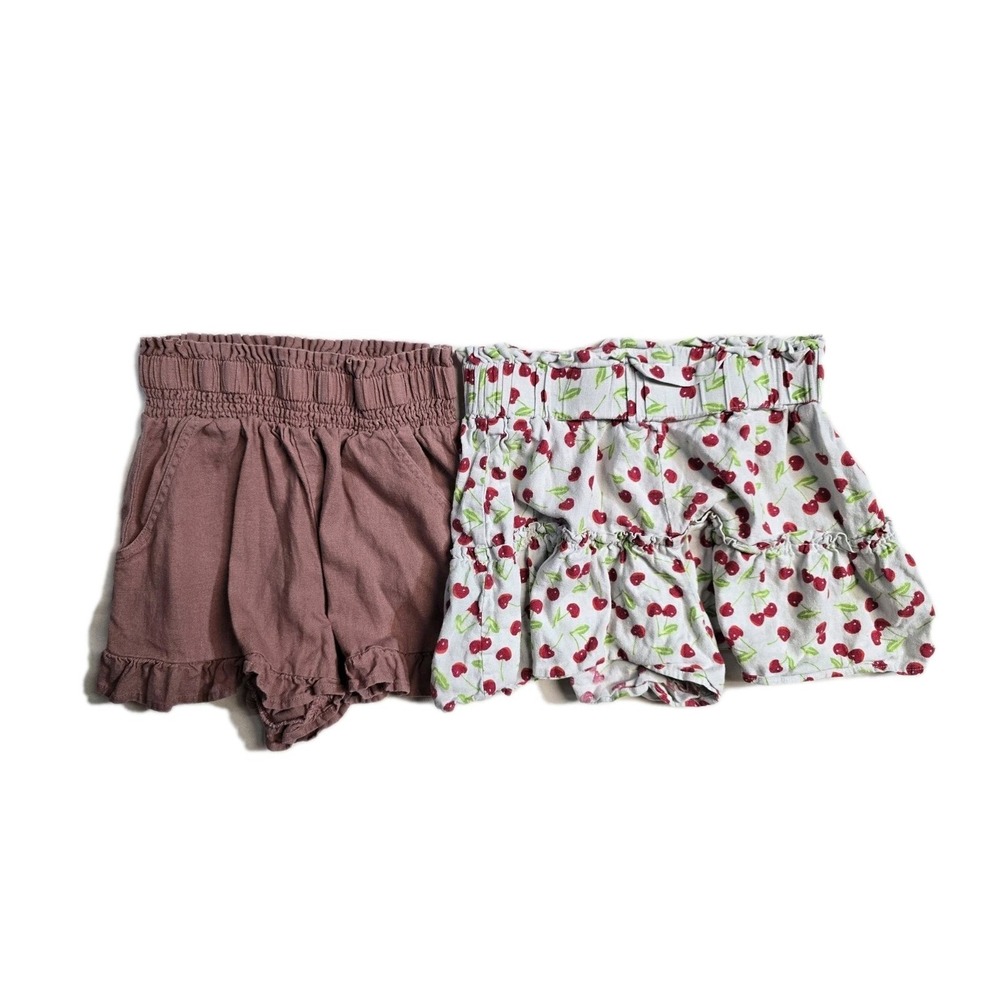 vanilla star Linen Blend Shorts‎ Women's  Small  Cherry Print Lot Of 2